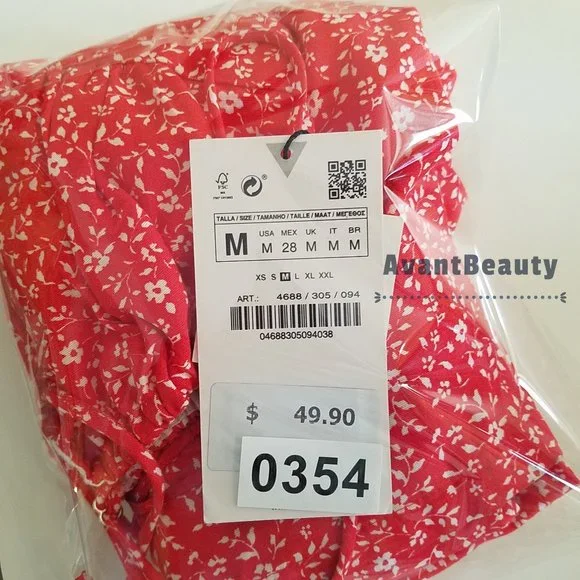 ZARA WOMAN NWT SS21 RED-WHITE FLORAL PRINT DRESS MEDIUM 4688/305 NEW - Picture 7 of 10